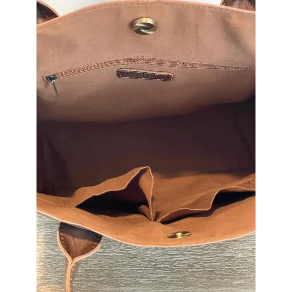 Jane Marie‎ Purse Tote Bag Leather Snakeskin Brown Western Travel